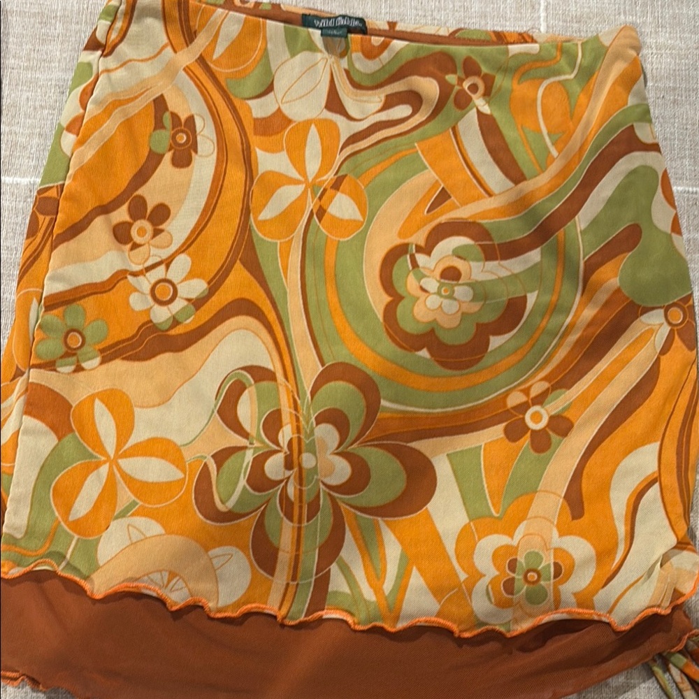 Boho Orange Floral Skirt